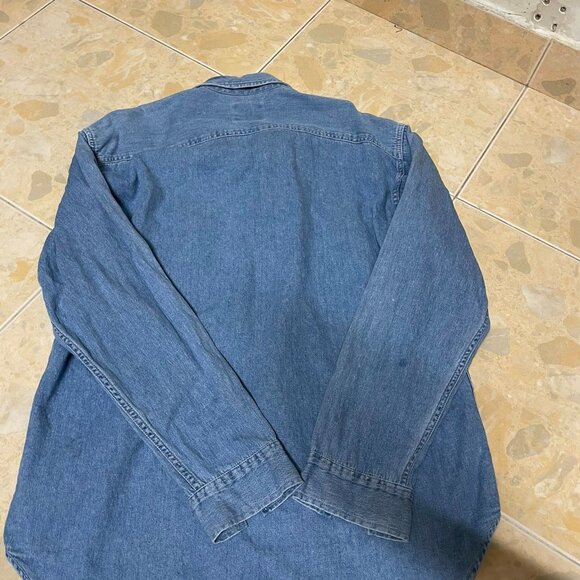 Denim Button-Up Shirt Long Sleeve Classic Blue - Picture 3 of 4
